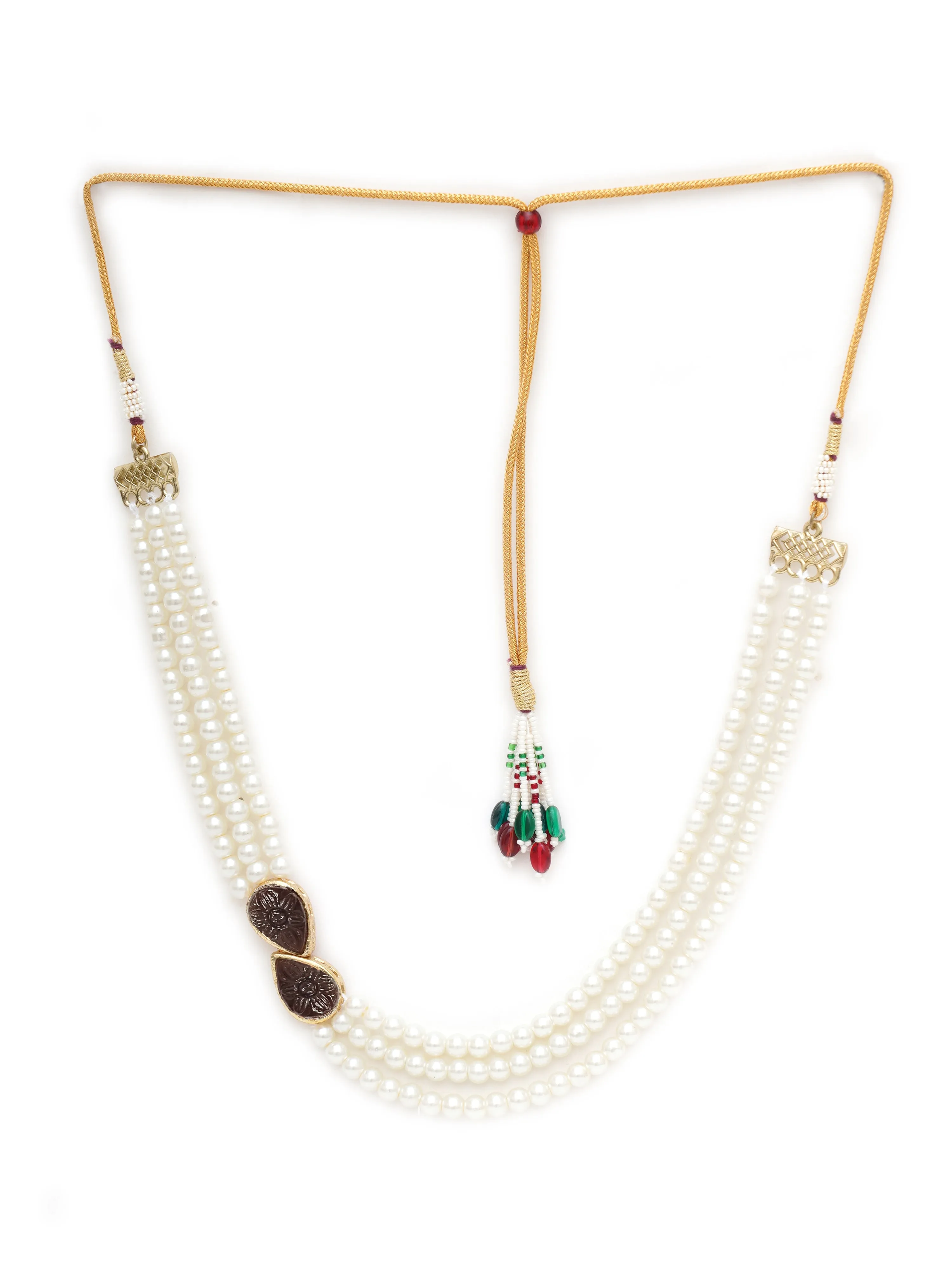 Karatcart Brown Stone Studded Pearl Kundan Necklace Set for Women