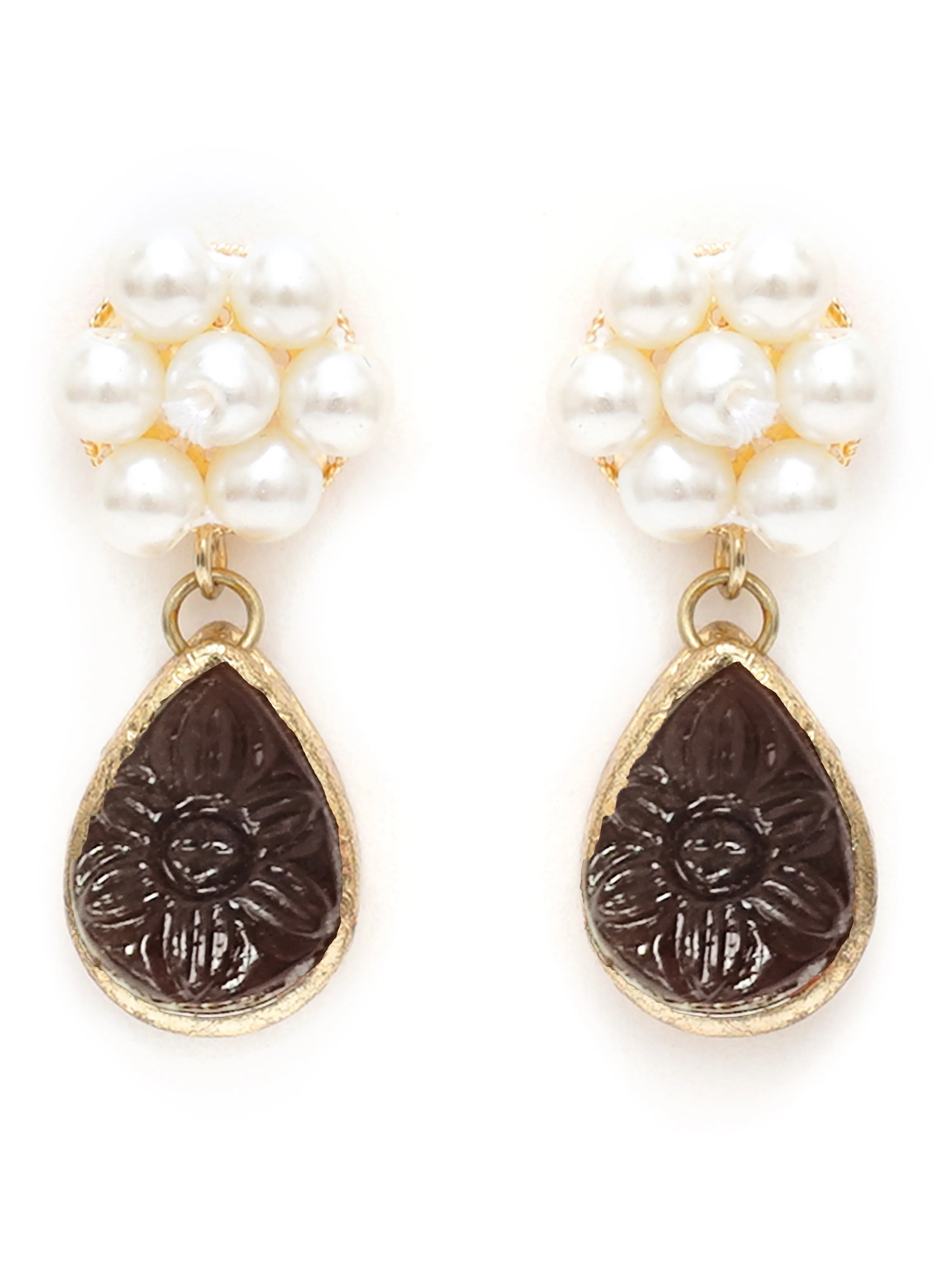 Karatcart Brown Stone Studded Pearl Kundan Necklace Set for Women