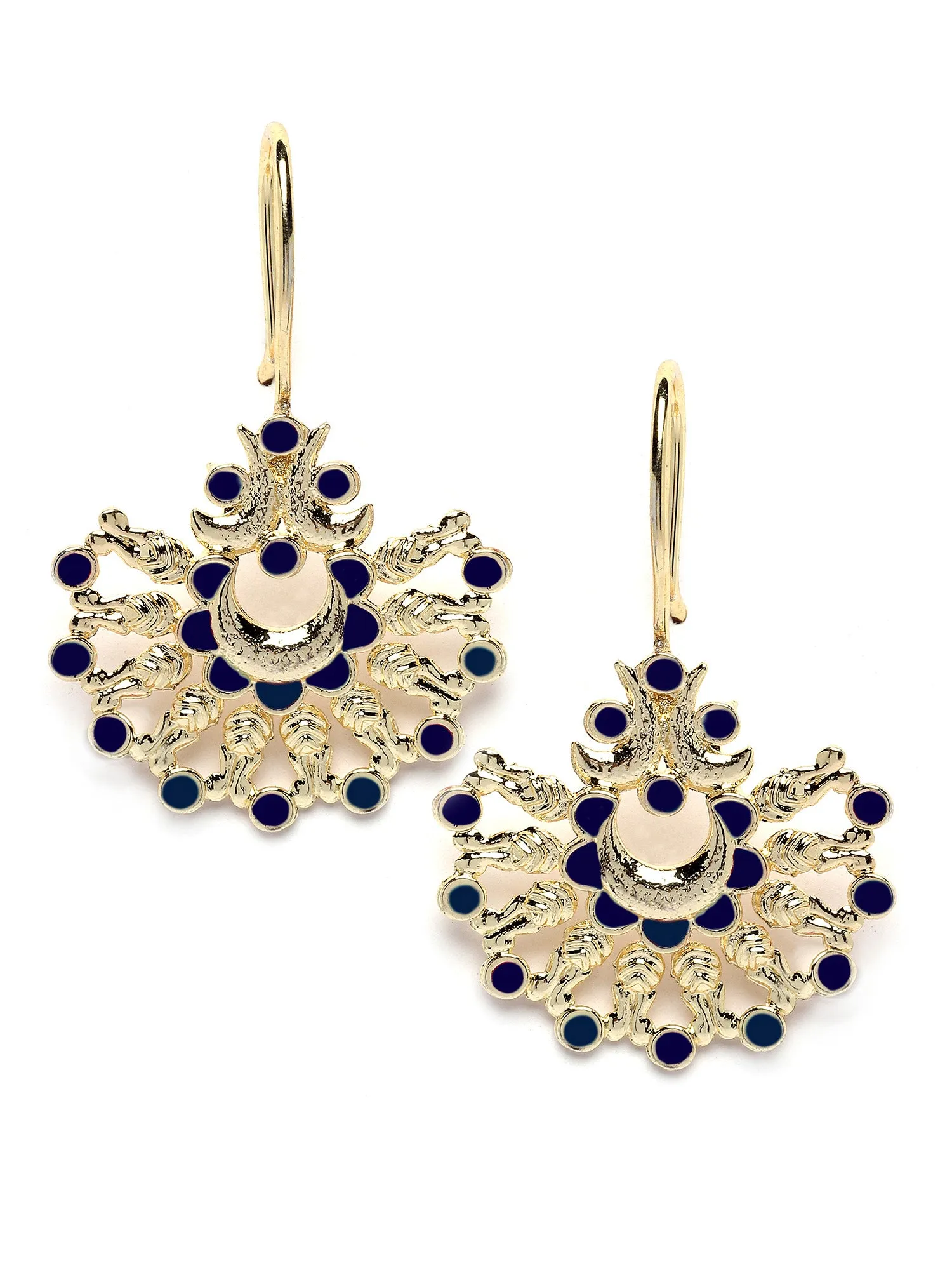 Karatcart Gold Plated Blue Meena Drop Earring for Women