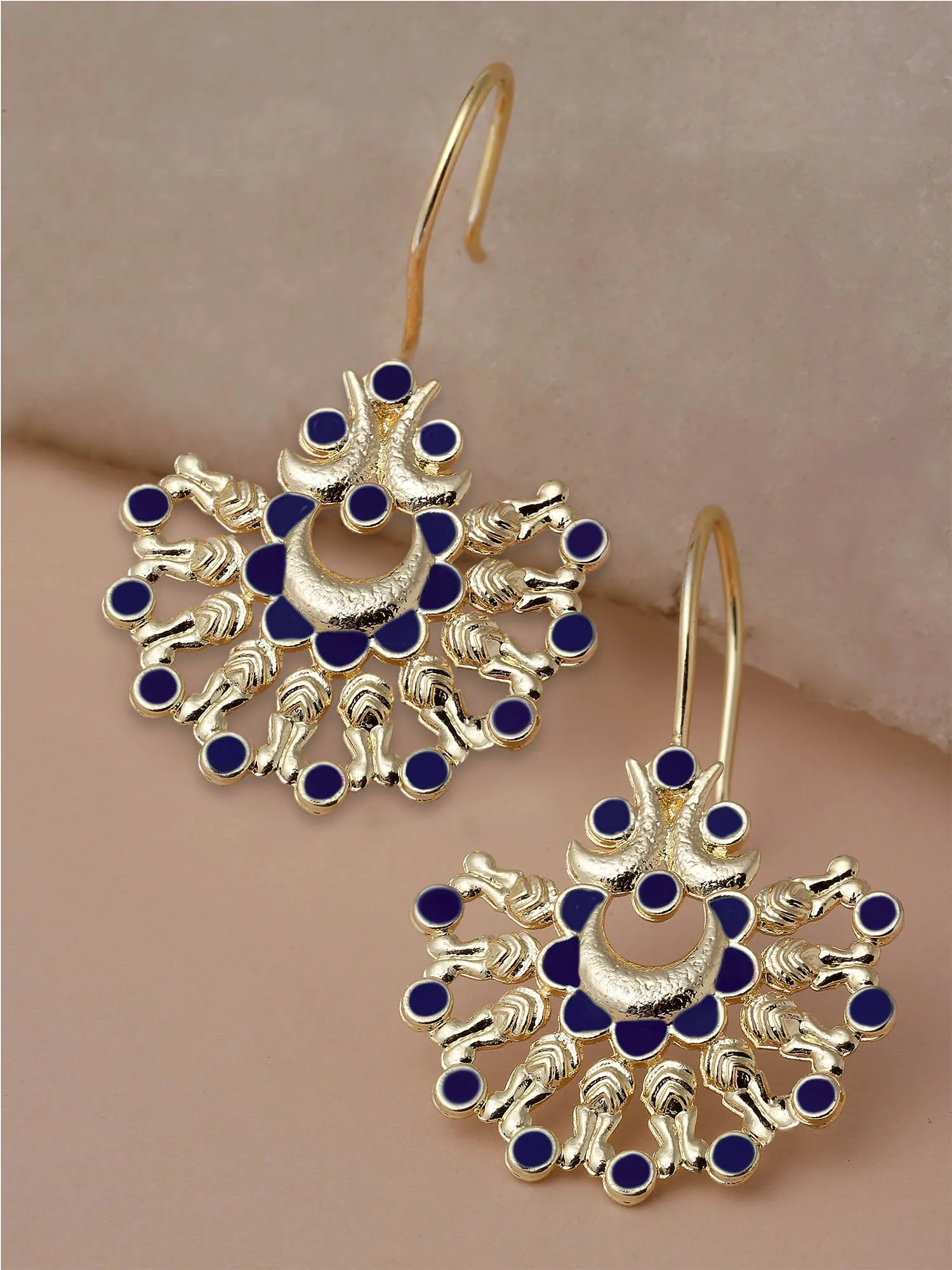 Karatcart Gold Plated Blue Meena Drop Earring for Women