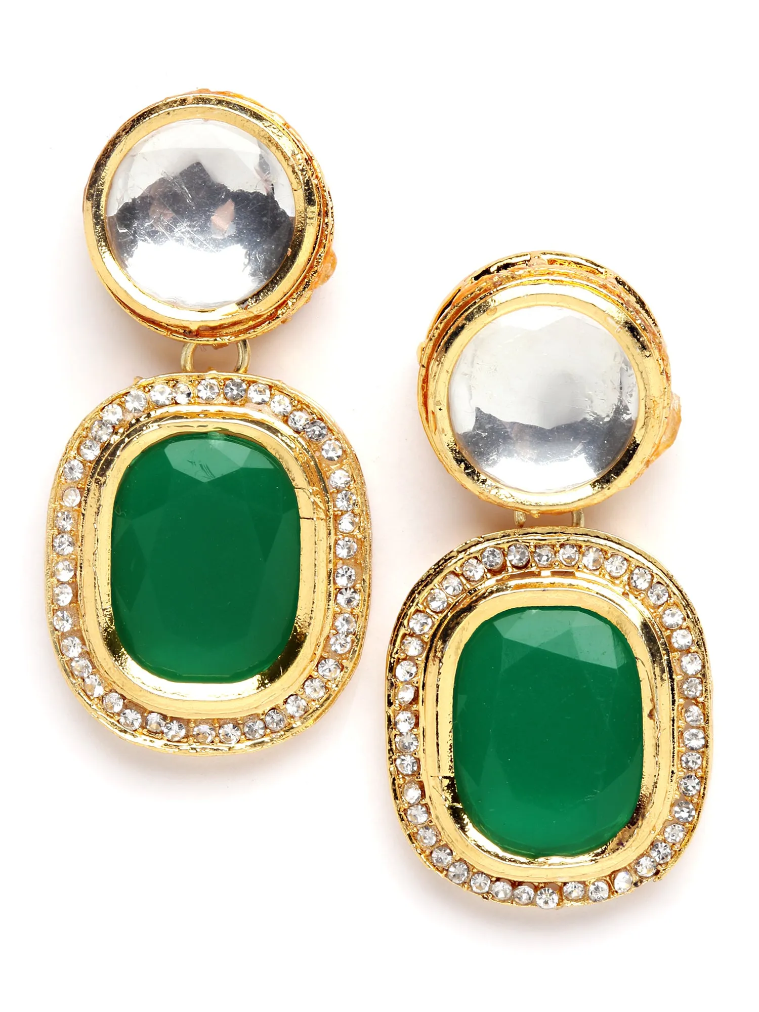 Karatcart Gold Plated Green Polki Kundan Choker Necklace Set for Women