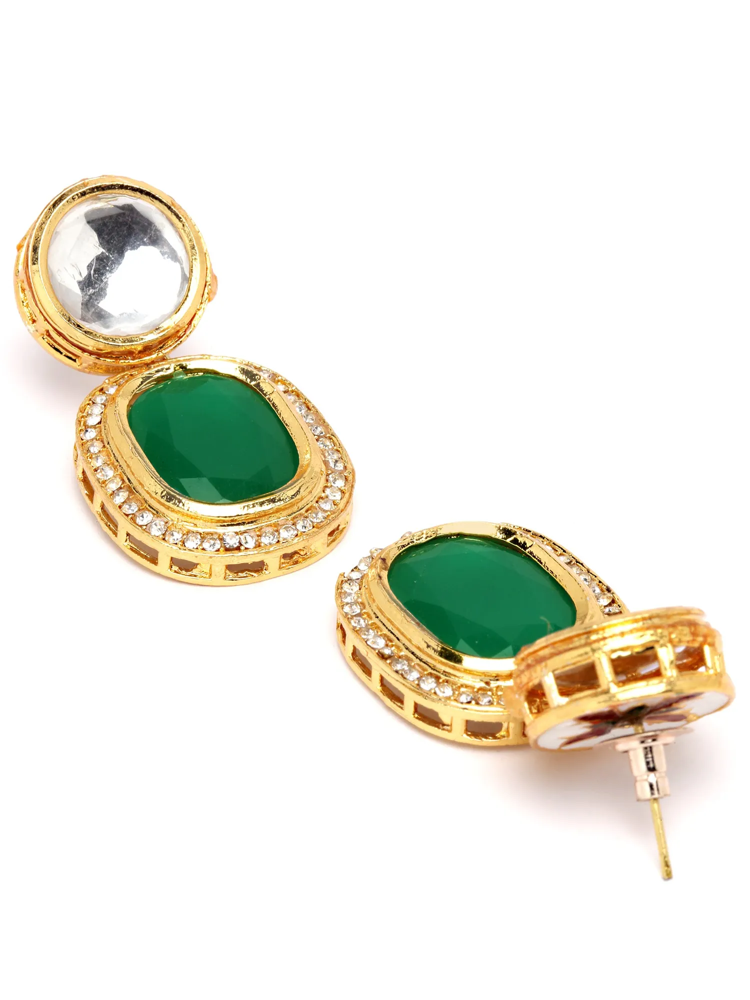 Karatcart Gold Plated Green Polki Kundan Choker Necklace Set for Women