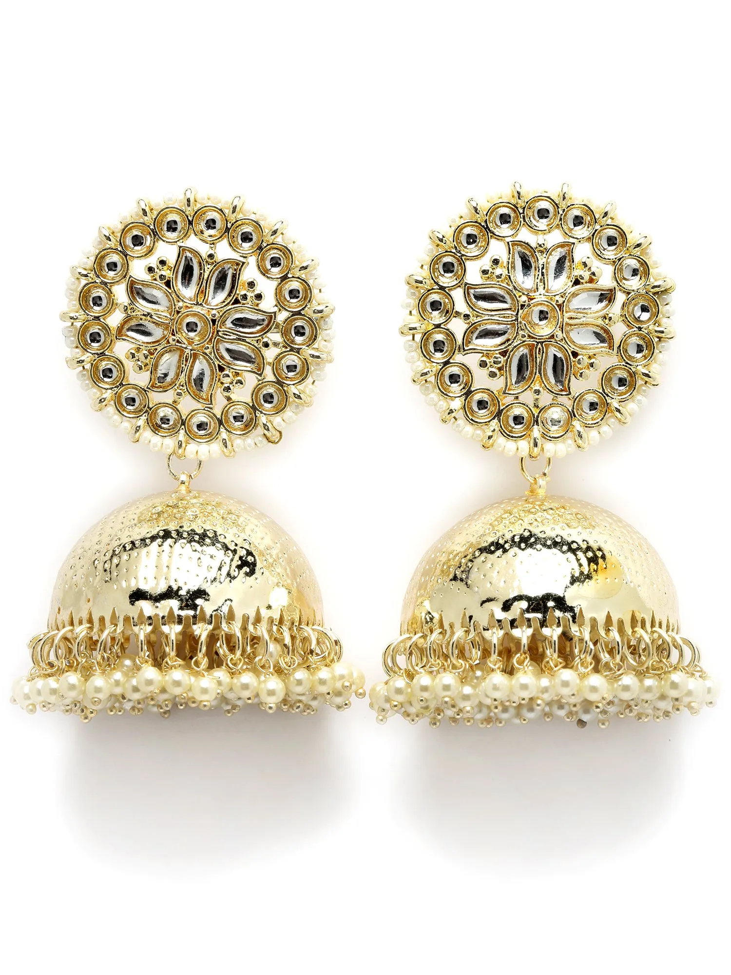 Karatcart Gold Plated Kundan Studded Jhumki Earrings for Women