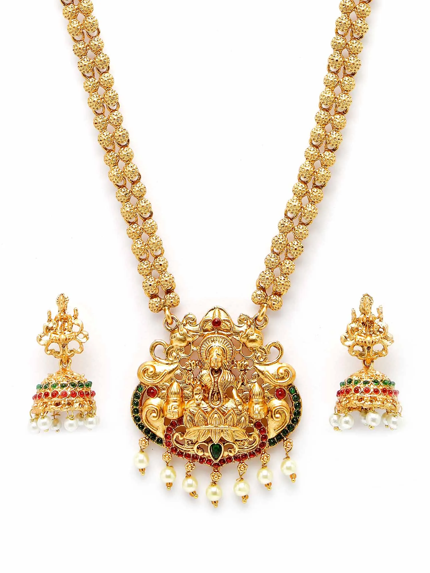 Karatcart Gold Plated Laxmi Mata Rani Haar Temple Jewellery Set for Women