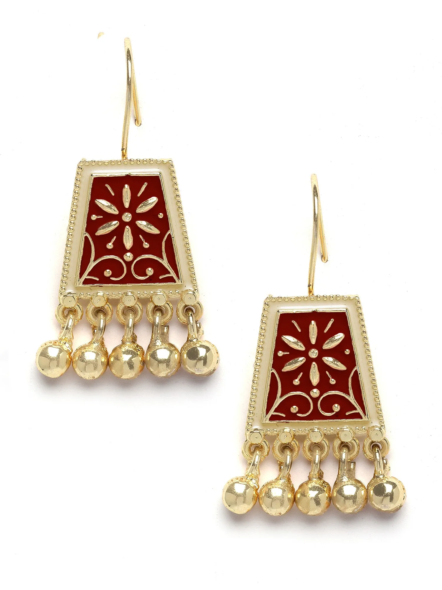 Karatcart Gold Plated Maroon Meena Drop Earring for Women