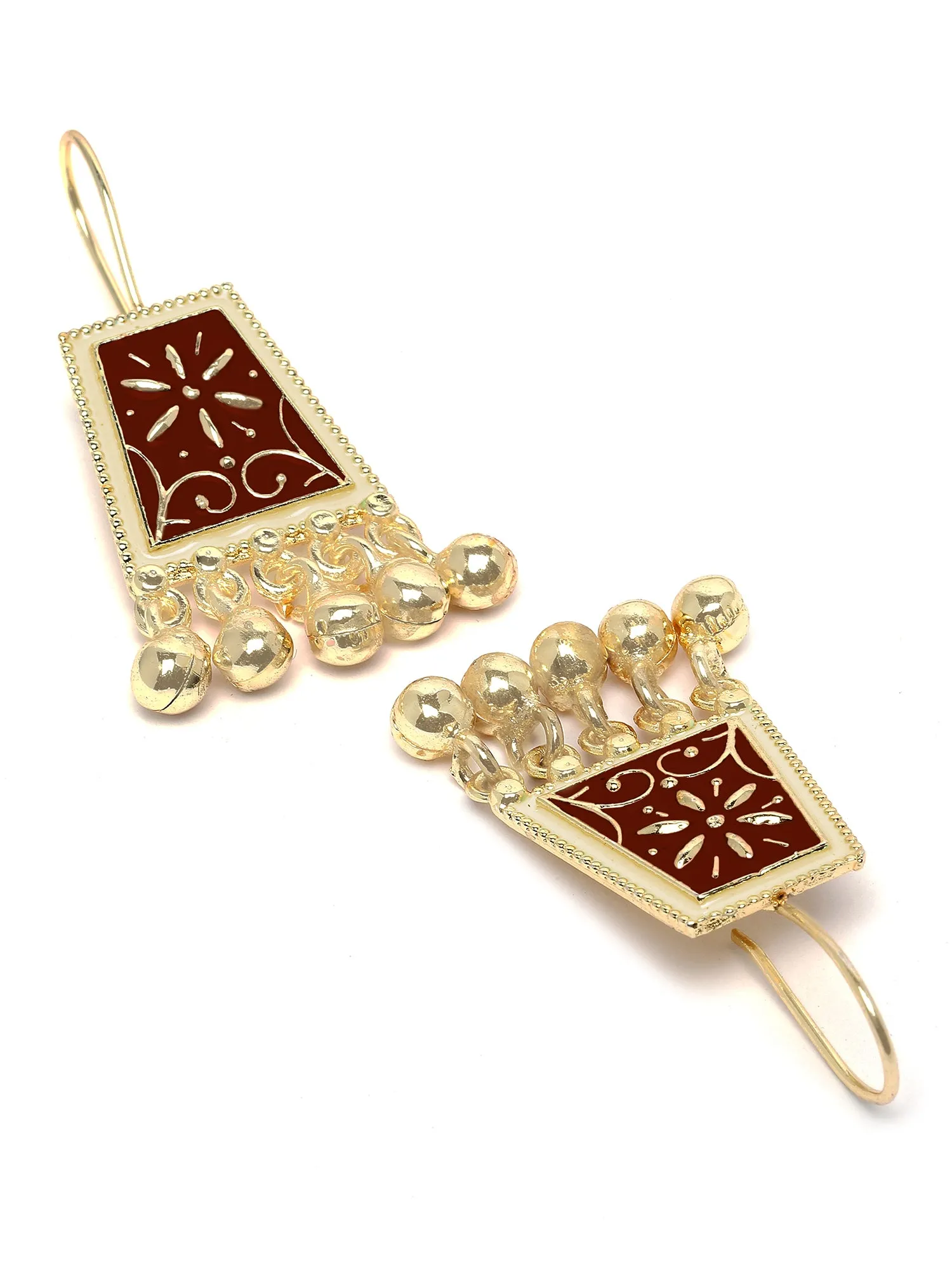 Karatcart Gold Plated Maroon Meena Drop Earring for Women