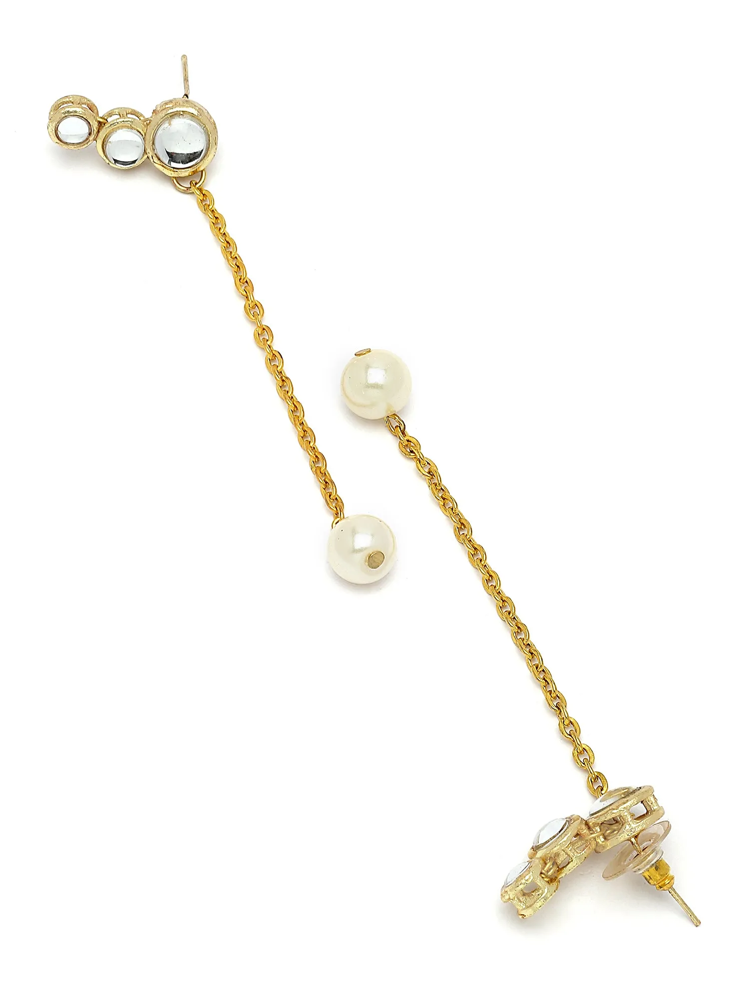 Karatcart Gold Plated Pearl Kundan Drop Earring for Women