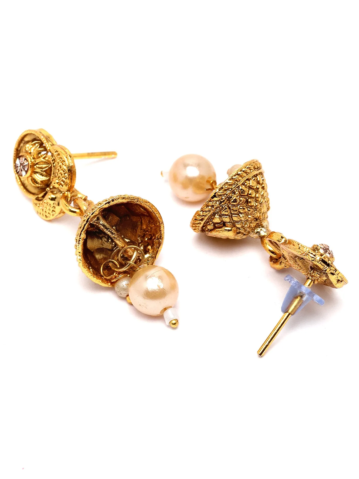 Karatcart Gold Plated Pearl Studded South Indian Jewellery Set for Women