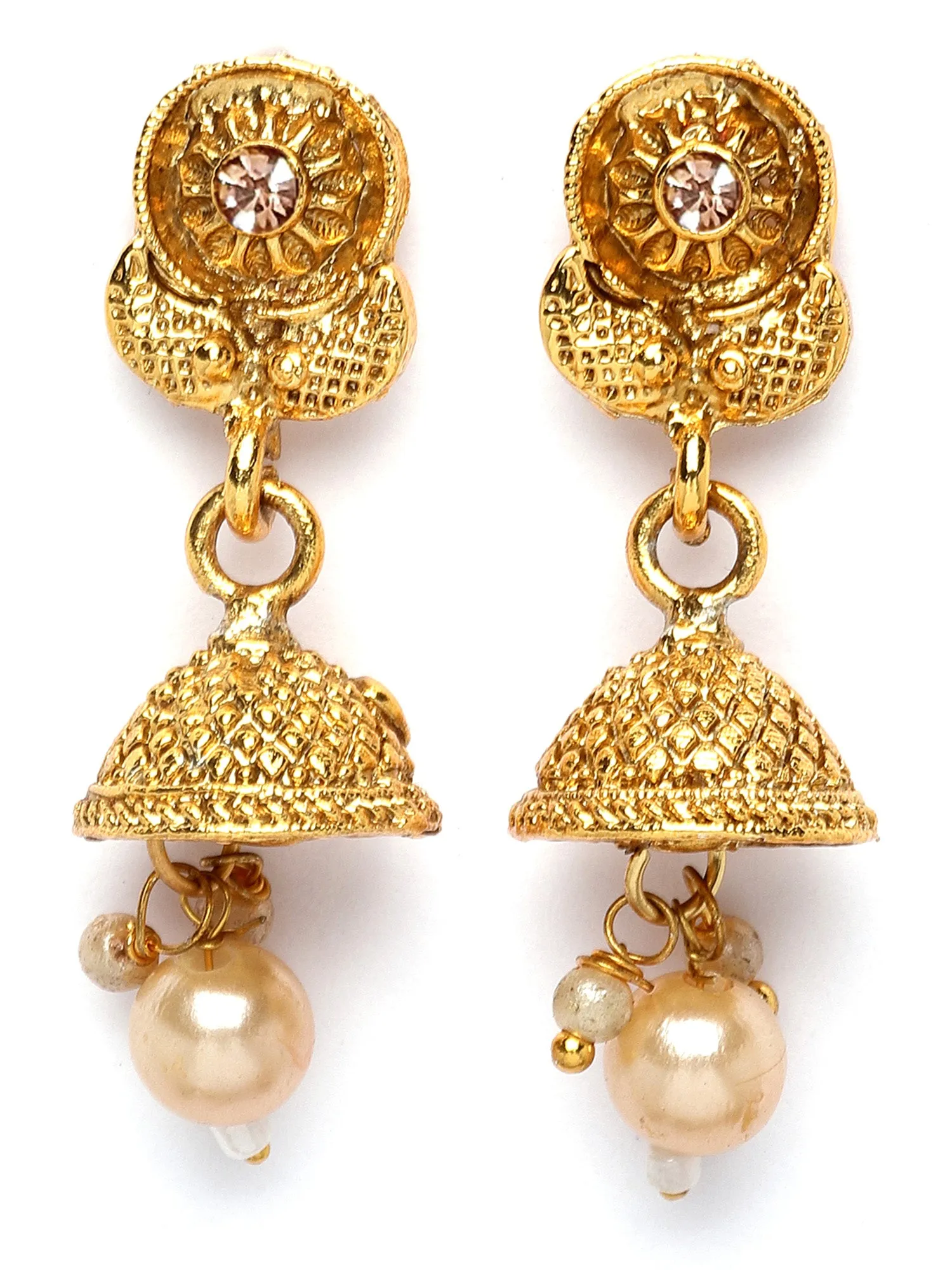 Karatcart Gold Plated Pearl Studded South Indian Jewellery Set for Women