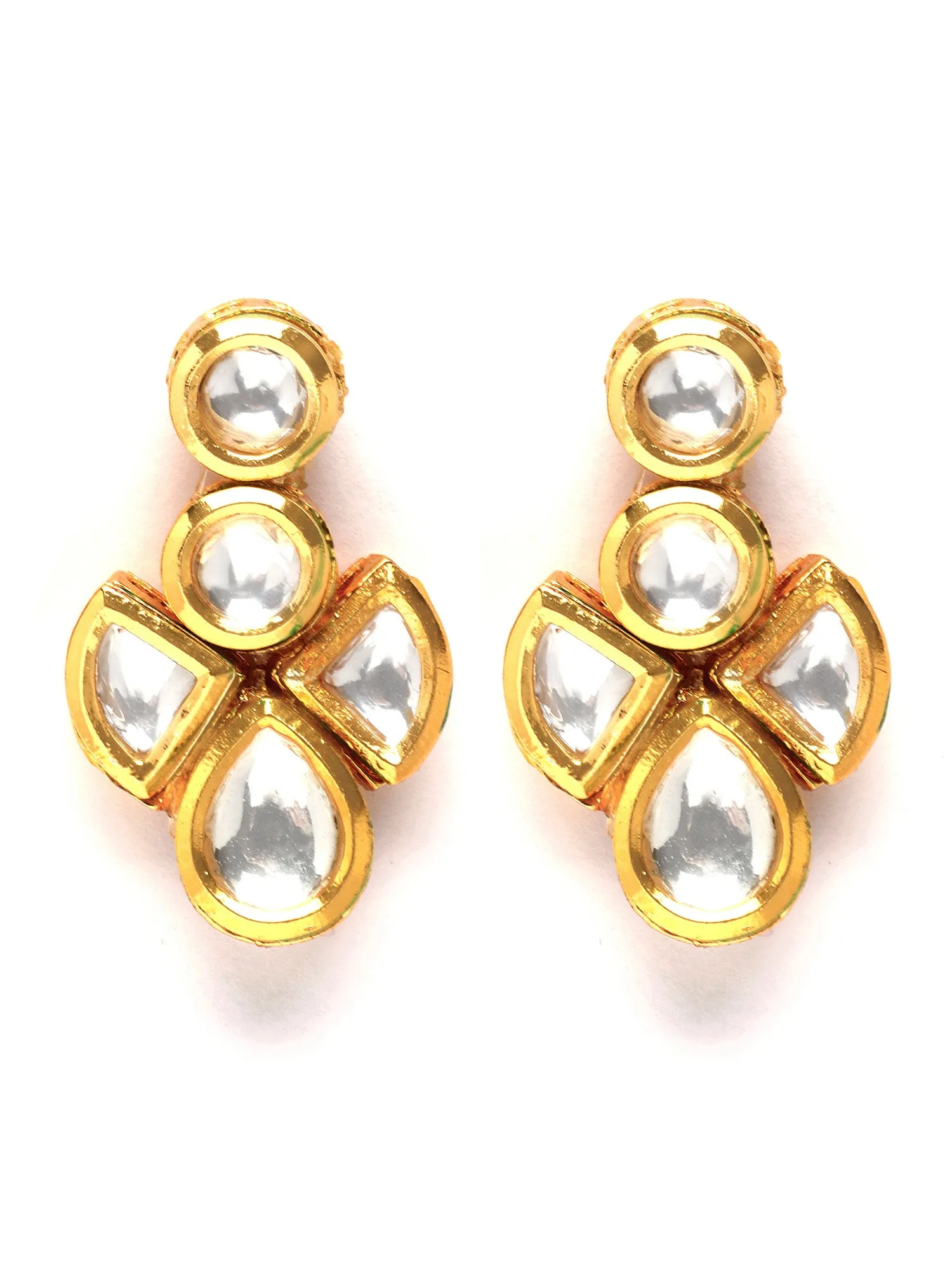Karatcart Polki Kundan Gold-Plated Stud Earrings for Women