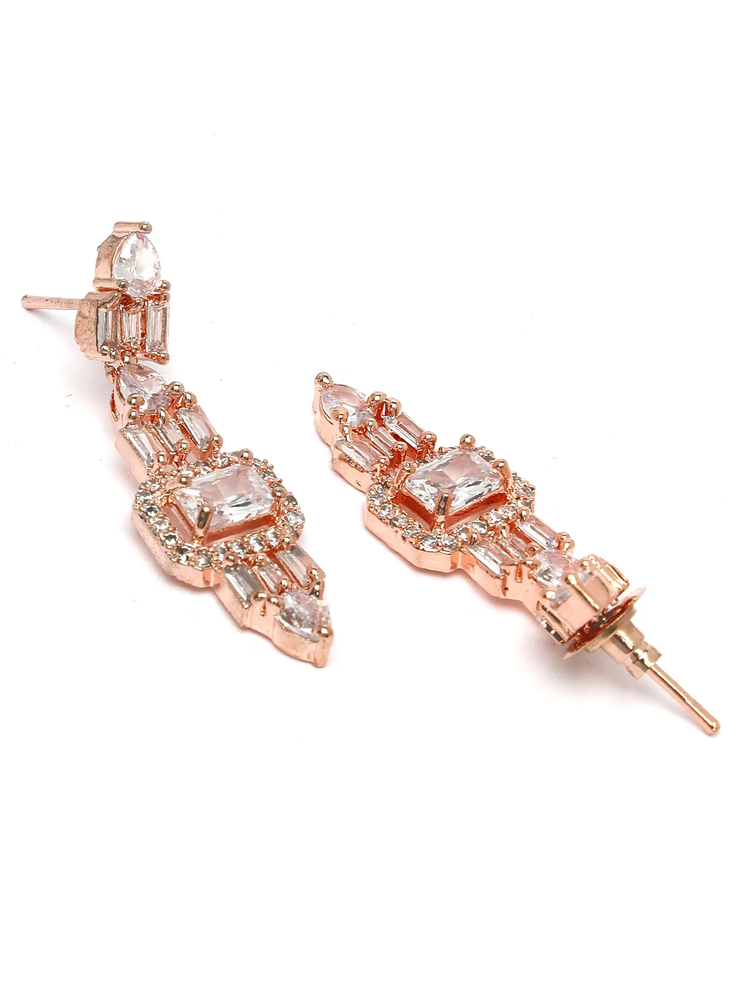 Karatcart Rose Gold Plated Cubic Zirconia Studded Necklace Set for Women