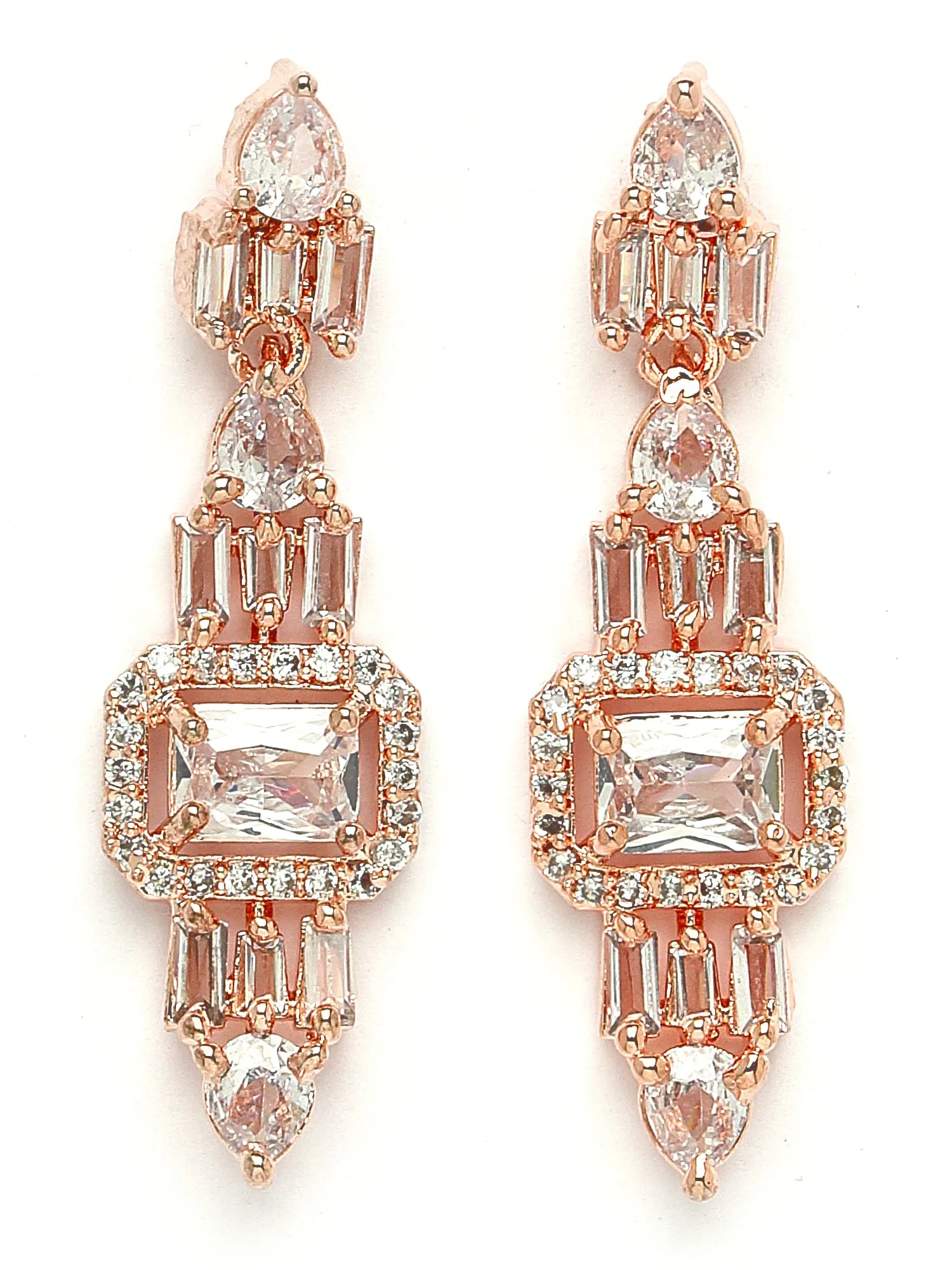 Karatcart Rose Gold Plated Cubic Zirconia Studded Necklace Set for Women