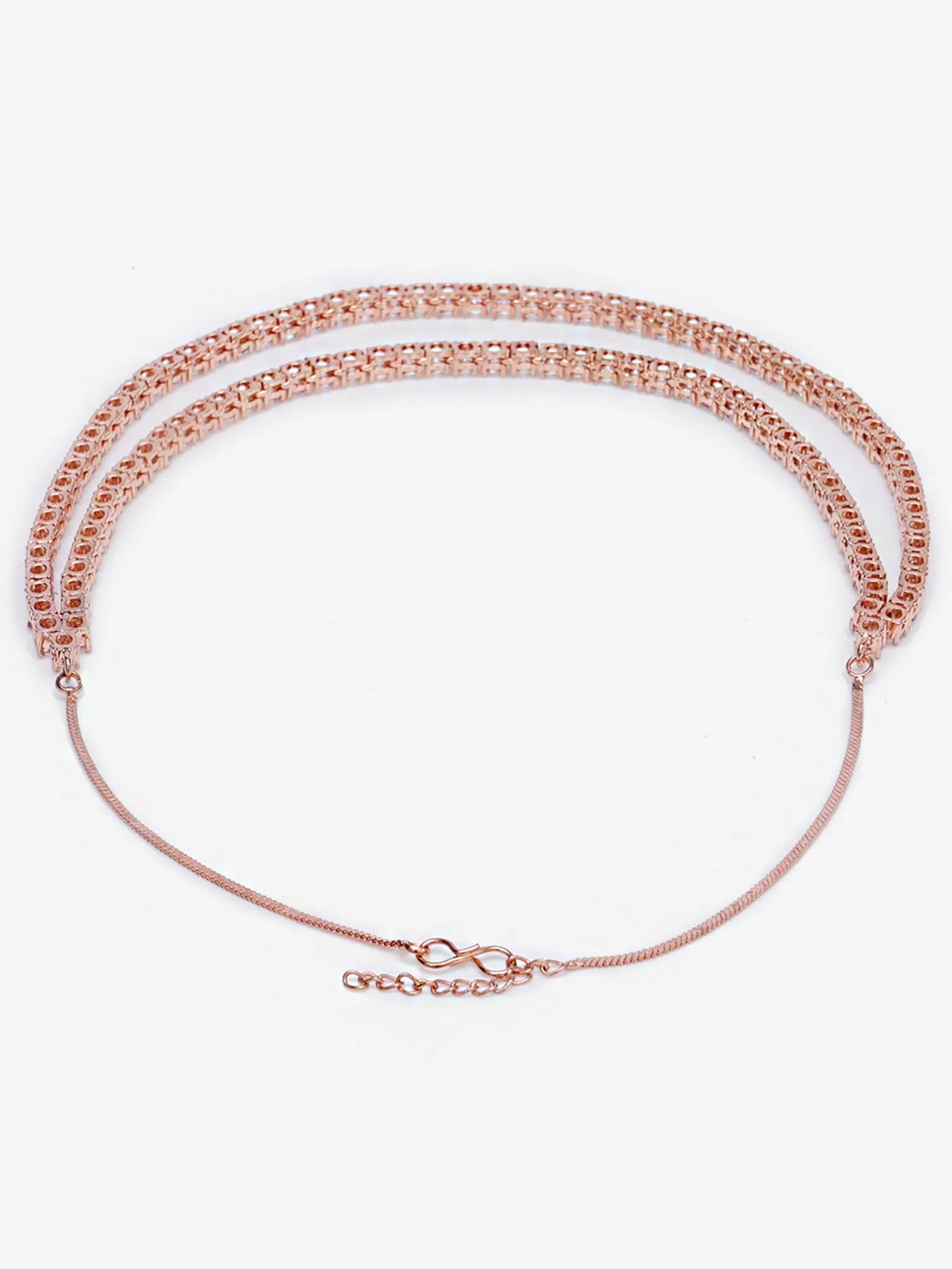 Karatcart Rose Gold Plated Designer American Diamond Jewellery Set for Women