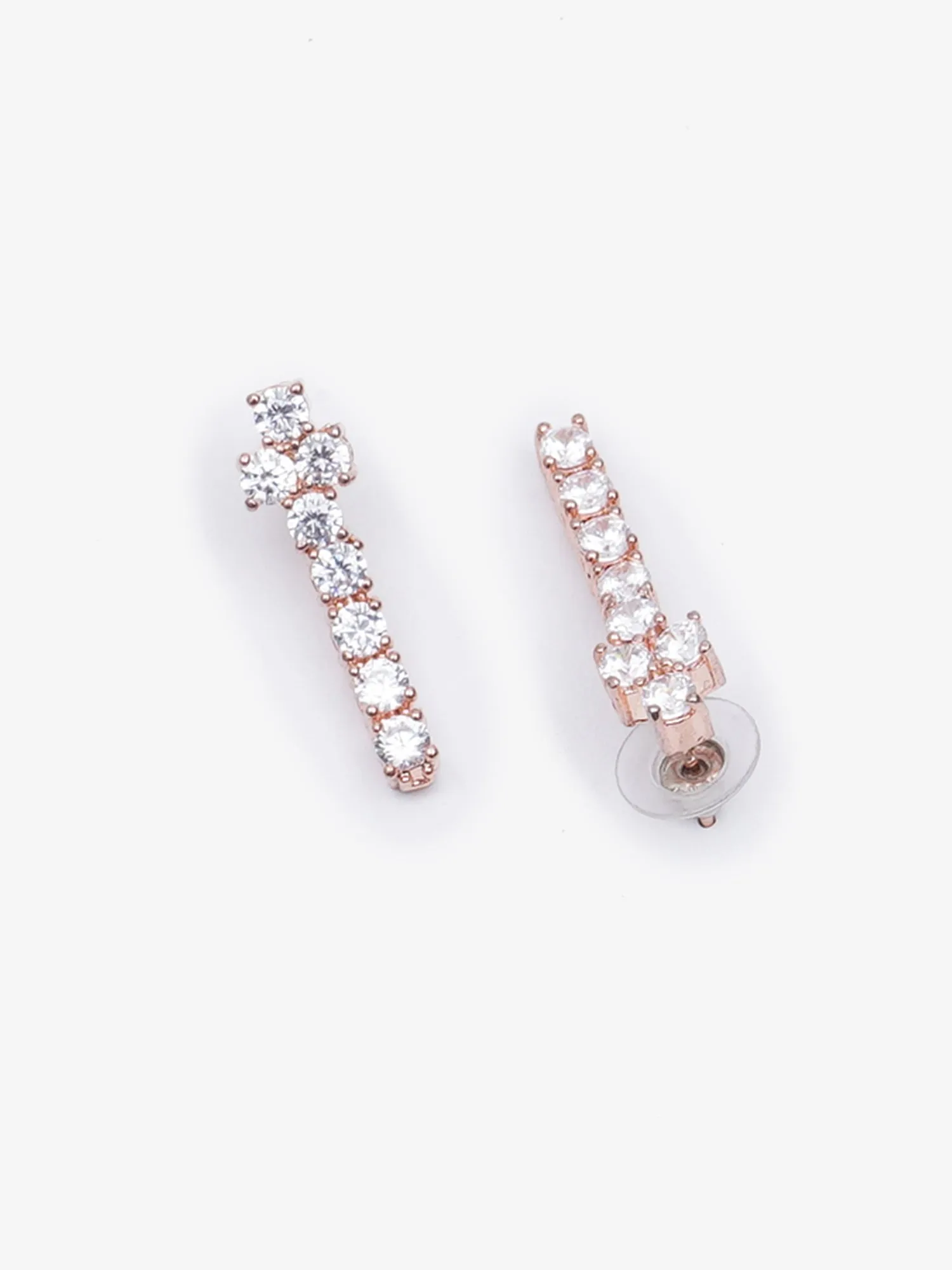 Karatcart Rose Gold Plated Designer American Diamond Jewellery Set for Women