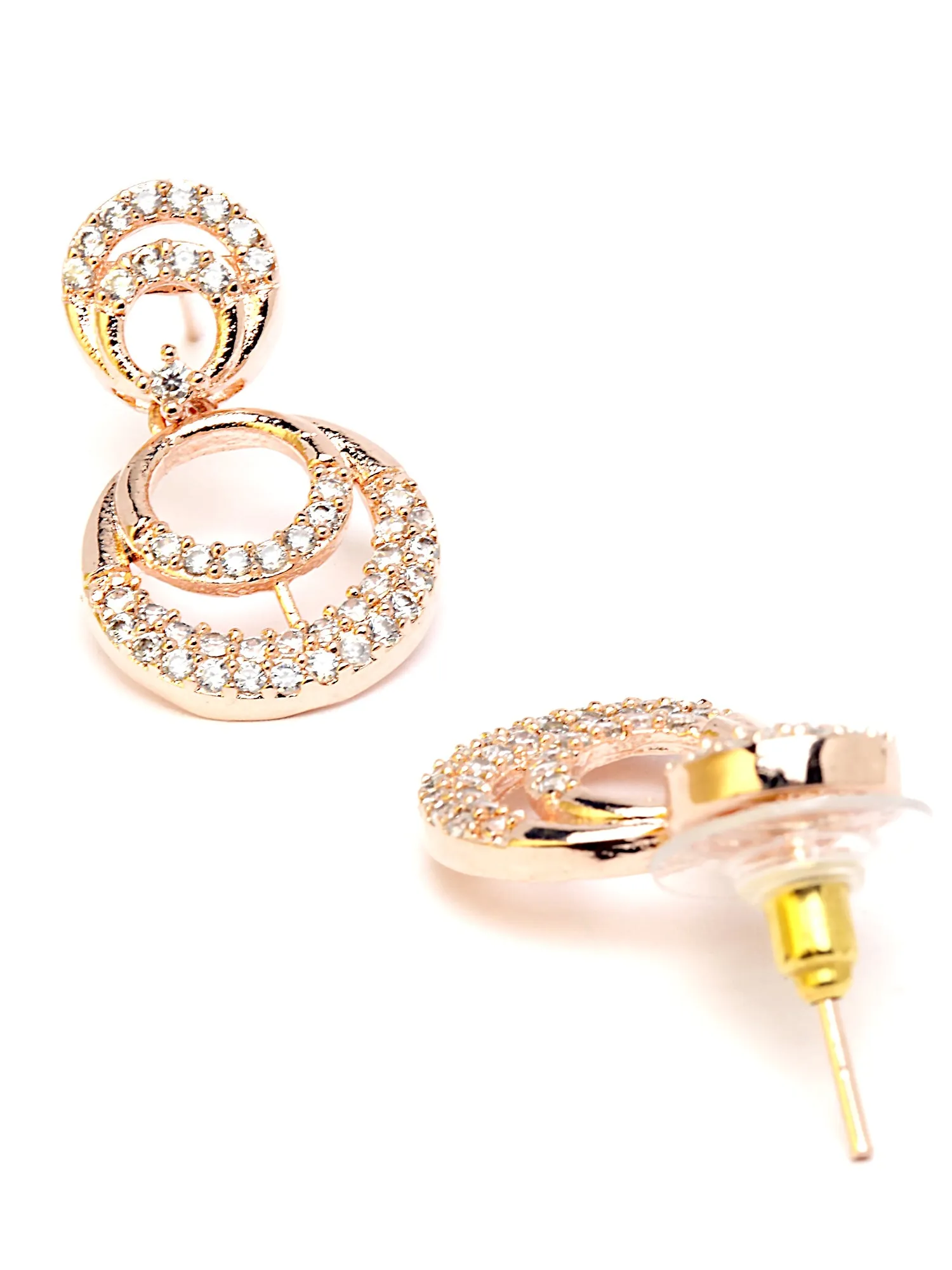 Karatcart Rose Gold Plated Moon Design CZ Stone Studded Jewellery Set