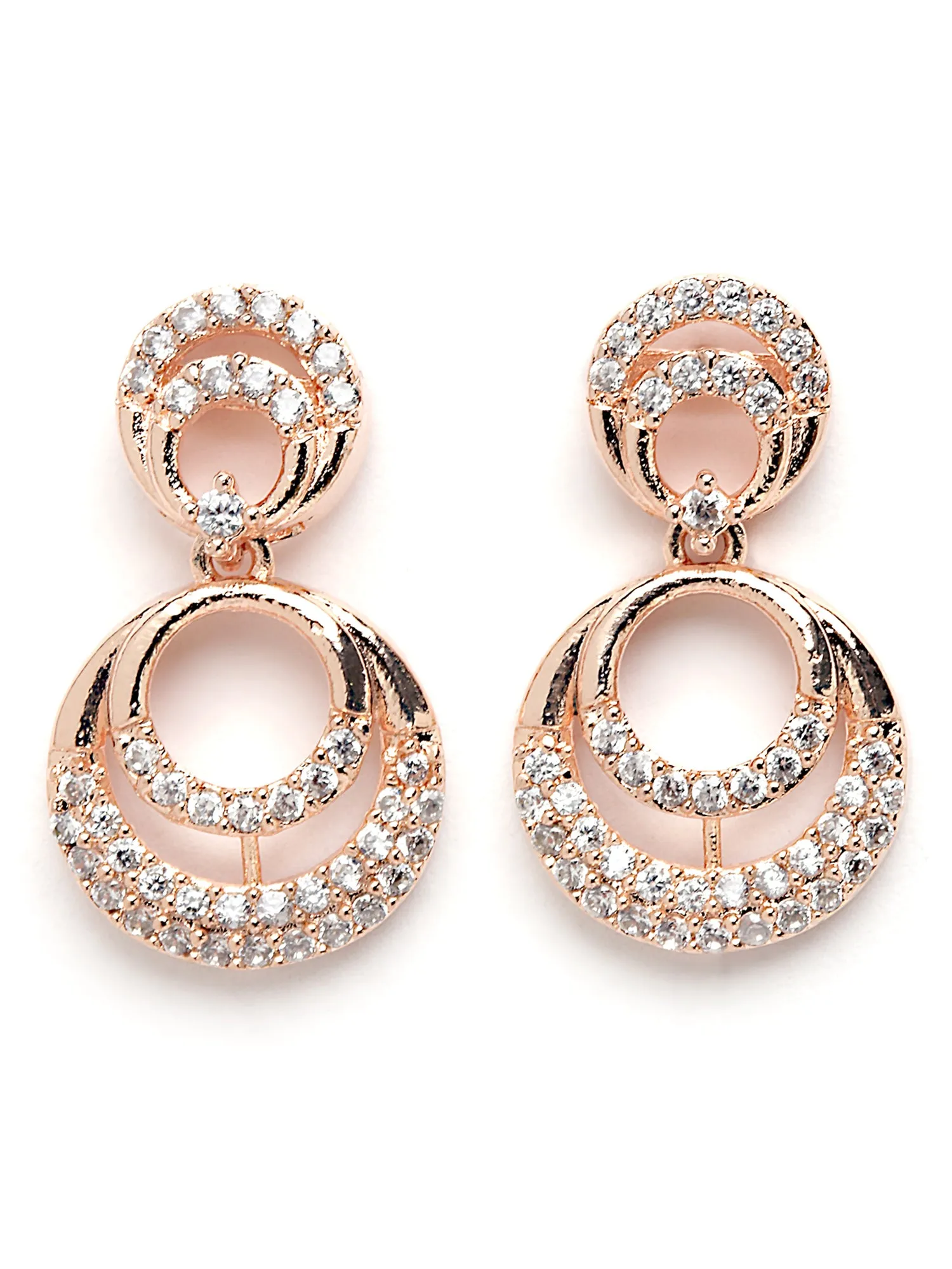 Karatcart Rose Gold Plated Moon Design CZ Stone Studded Jewellery Set