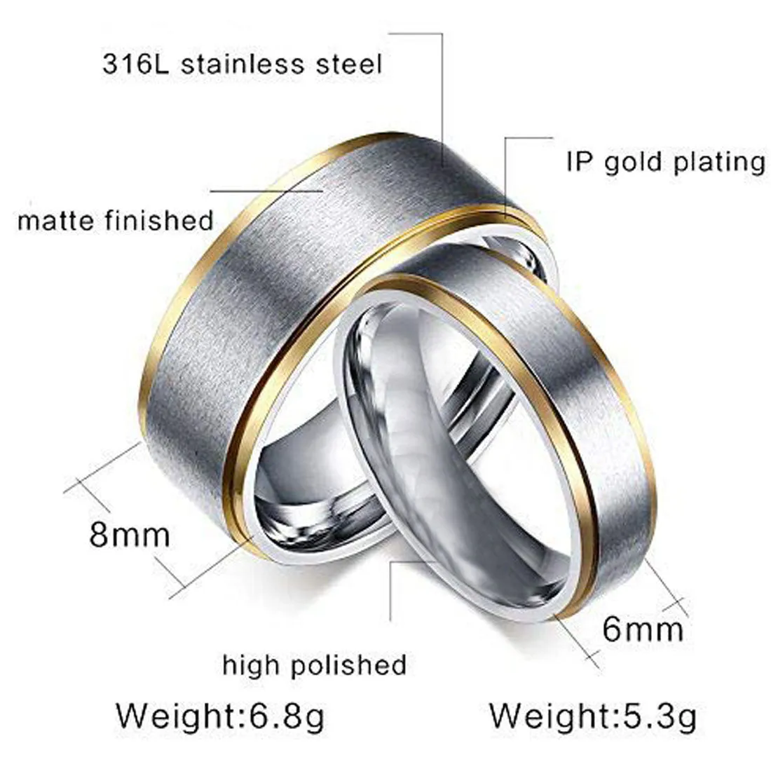 Karatcart Silver Stainless Steel Couple Rings for Men and Women