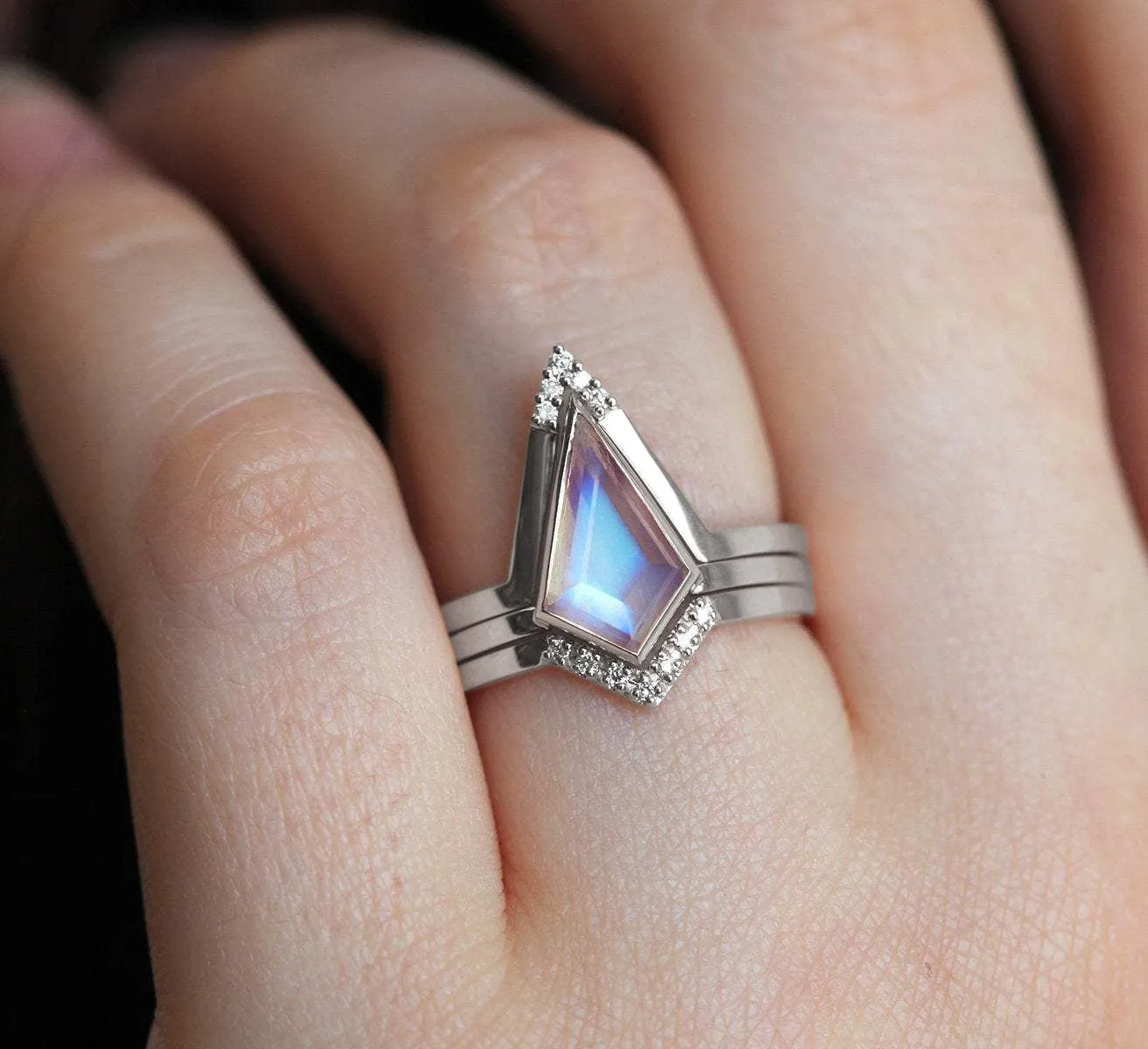 Kerry Kite Moonstone Diamond Ring Set