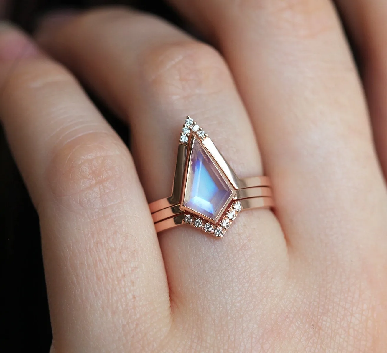 Kerry Kite Moonstone Diamond Ring Set