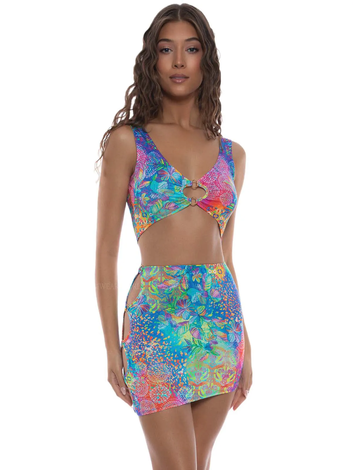 Keyhole Rings Crop-Rings Cut Out Skirt Bikini