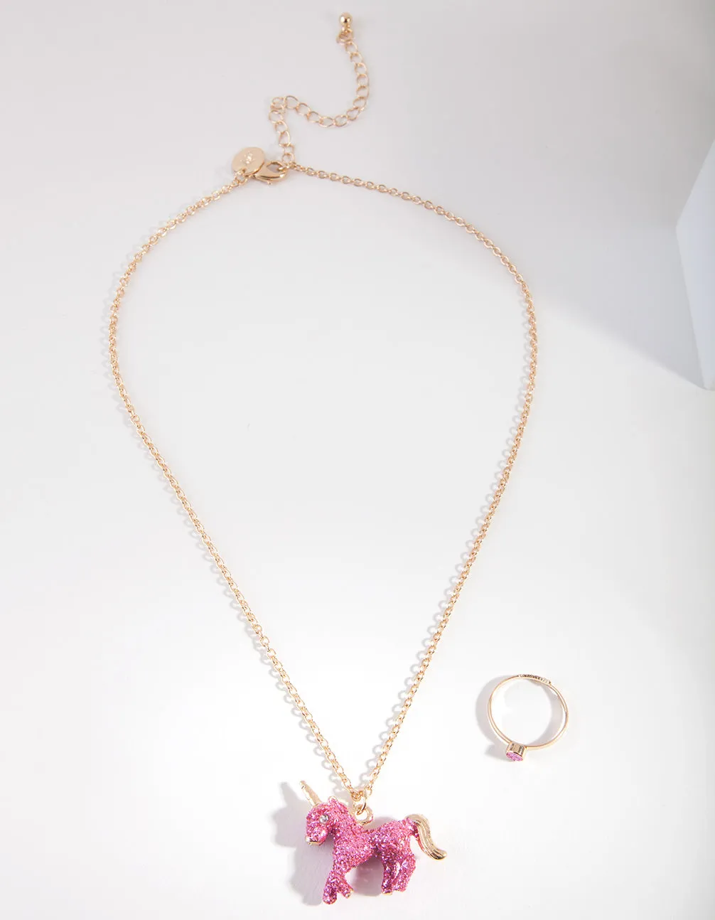 Kids Pink Glitter Unicorn Jewellery Set