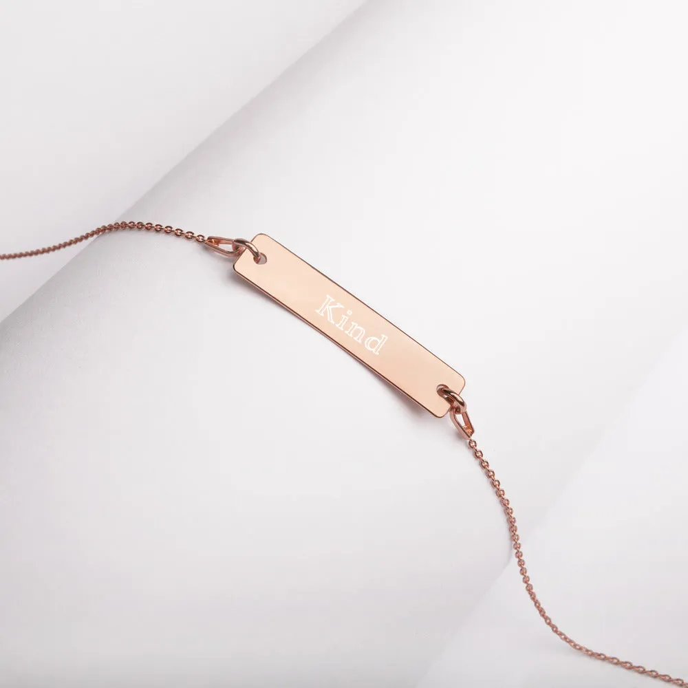 “Kind” Engraved Self-Affirmation Bar & Chain Necklace