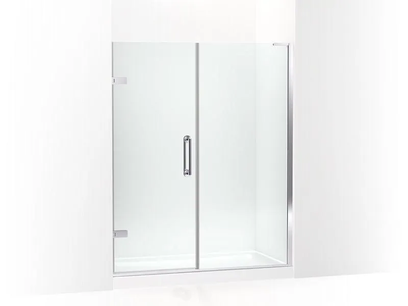 KOHLER K-27619-10L Components 58"–58-3/4" W x 71-1/2" H frameless pivot shower door with 3/8" Crystal Clear glass and back-to-back vertical door pulls