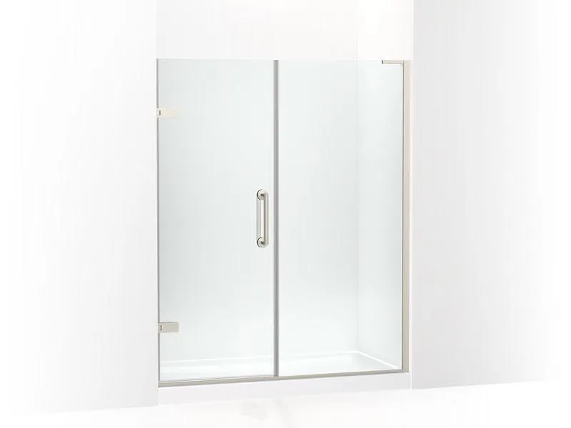 KOHLER K-27619-10L Components 58"–58-3/4" W x 71-1/2" H frameless pivot shower door with 3/8" Crystal Clear glass and back-to-back vertical door pulls