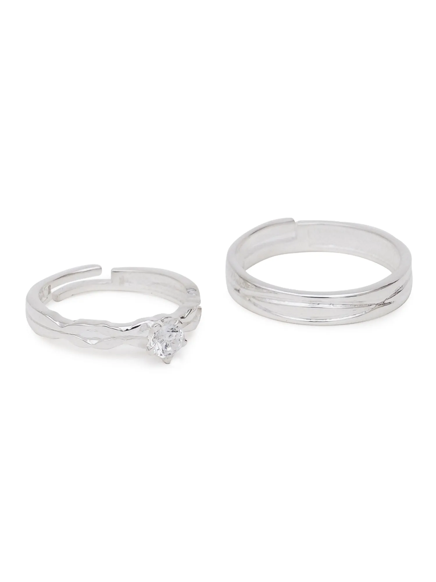 KUNUZ 925 Sterling Silver Adjustable Couple Rings