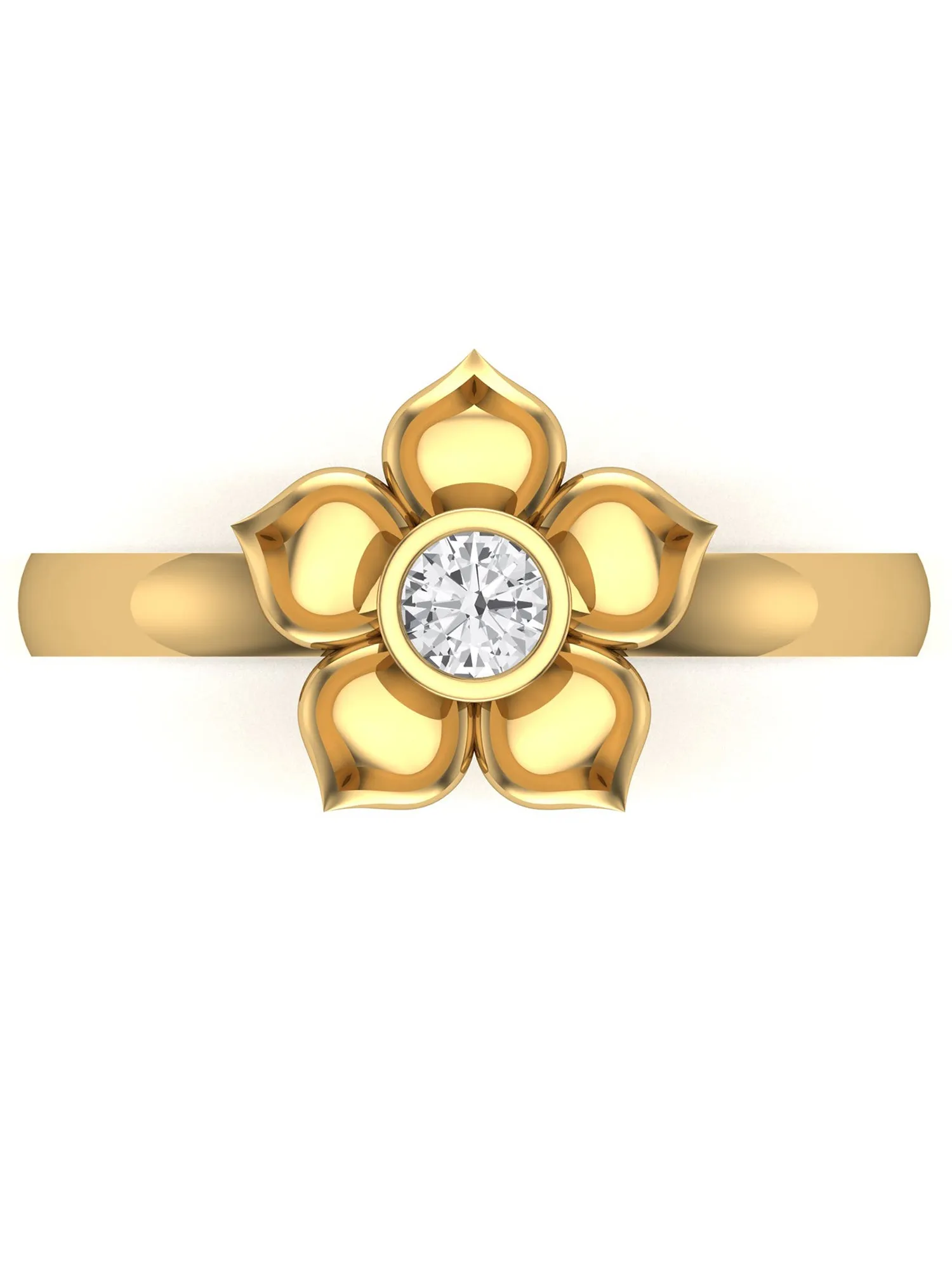KUNUZ 925 Sterling Silver Gold Plated Floral Shape Finger Ring for Women