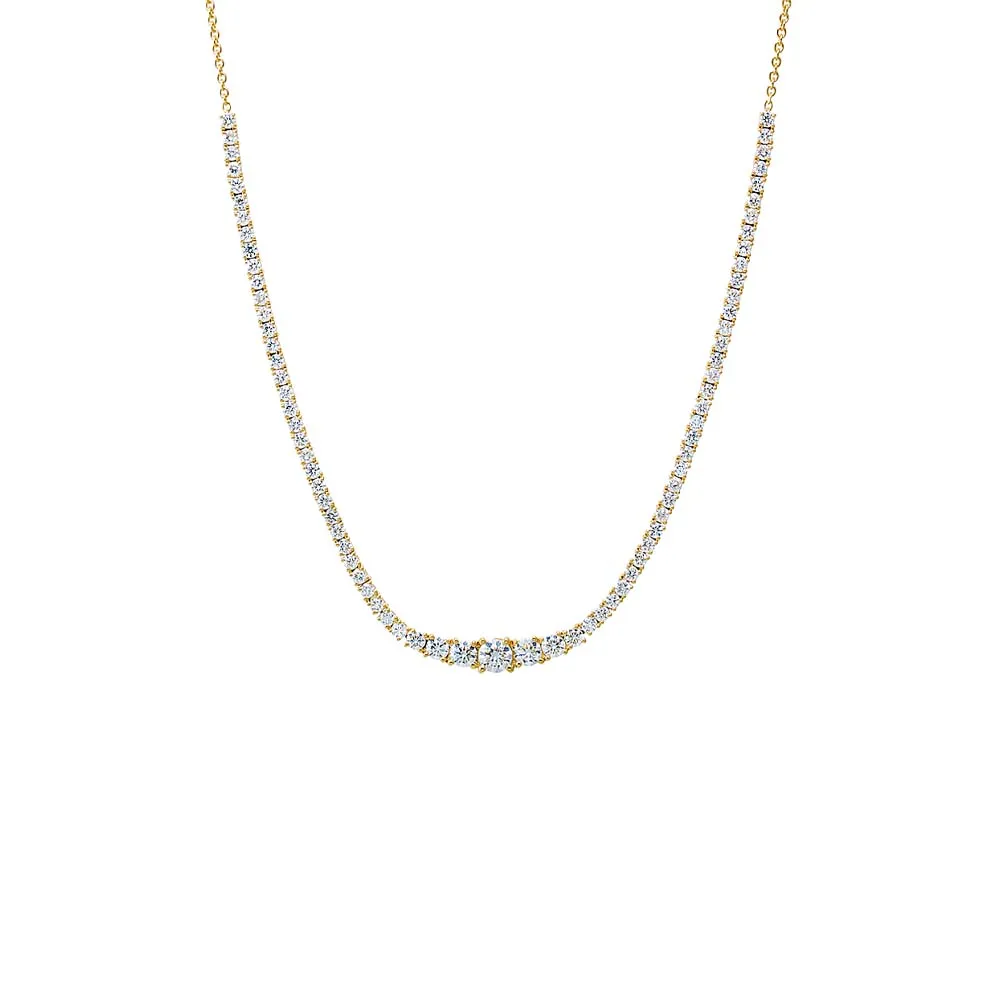 Lab Grown Diamond Graduated Accent Tennis Necklace 14K