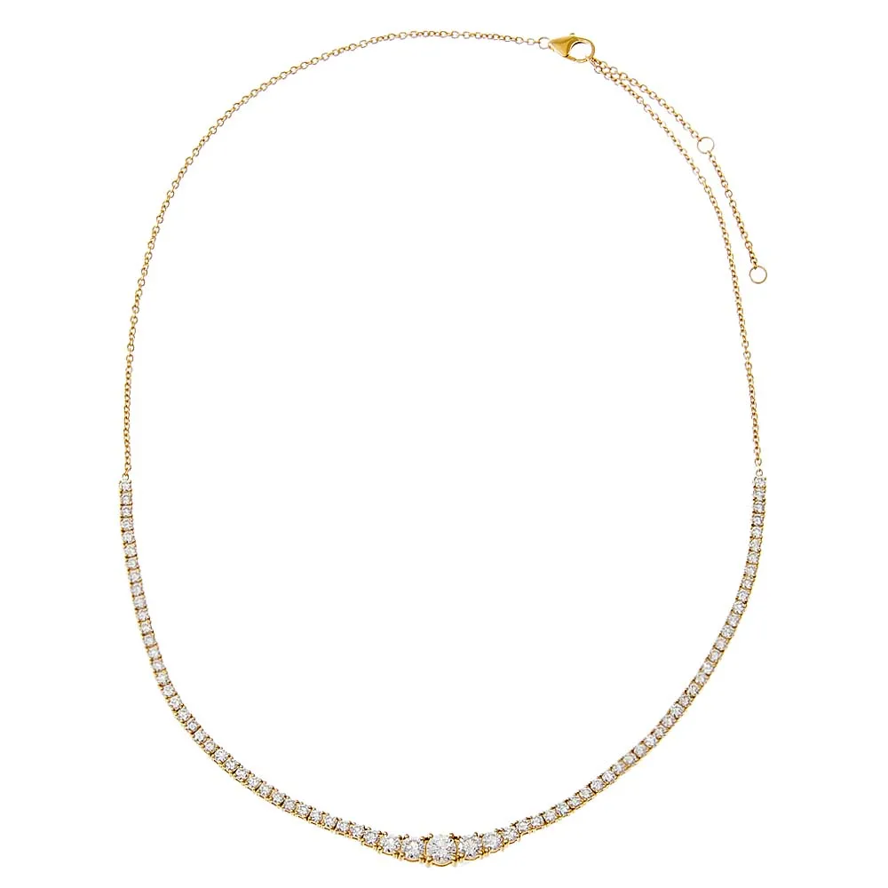 Lab Grown Diamond Graduated Accent Tennis Necklace 14K