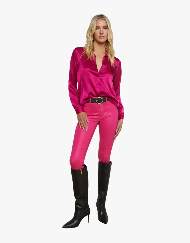 L'agence Tyler Silk Blouse in Ruby