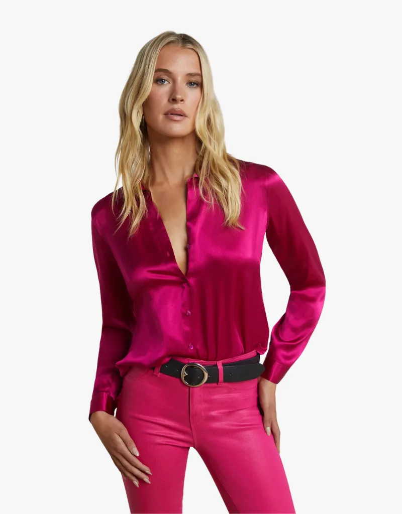 L'agence Tyler Silk Blouse in Ruby
