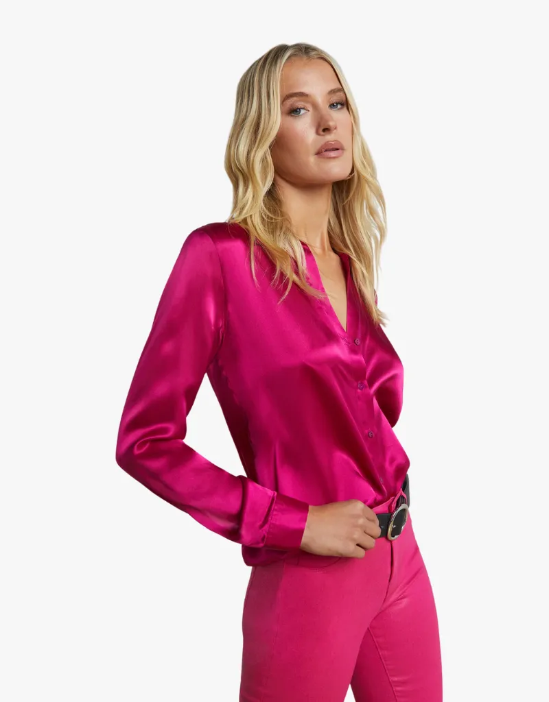 L'agence Tyler Silk Blouse in Ruby