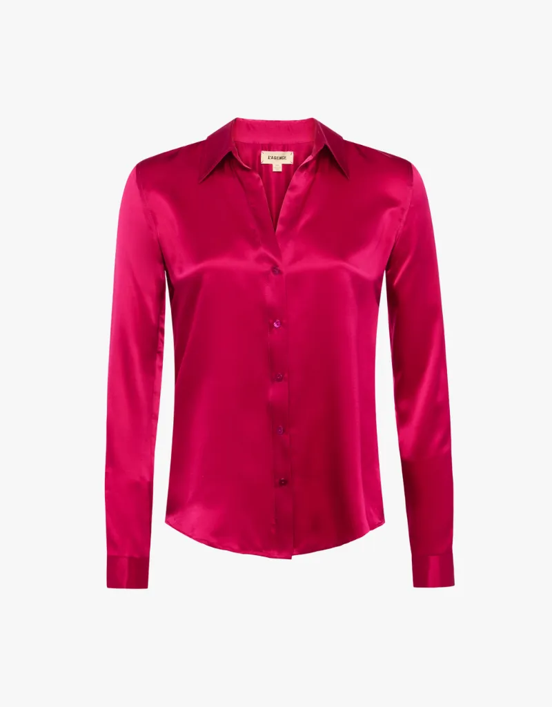 L'agence Tyler Silk Blouse in Ruby