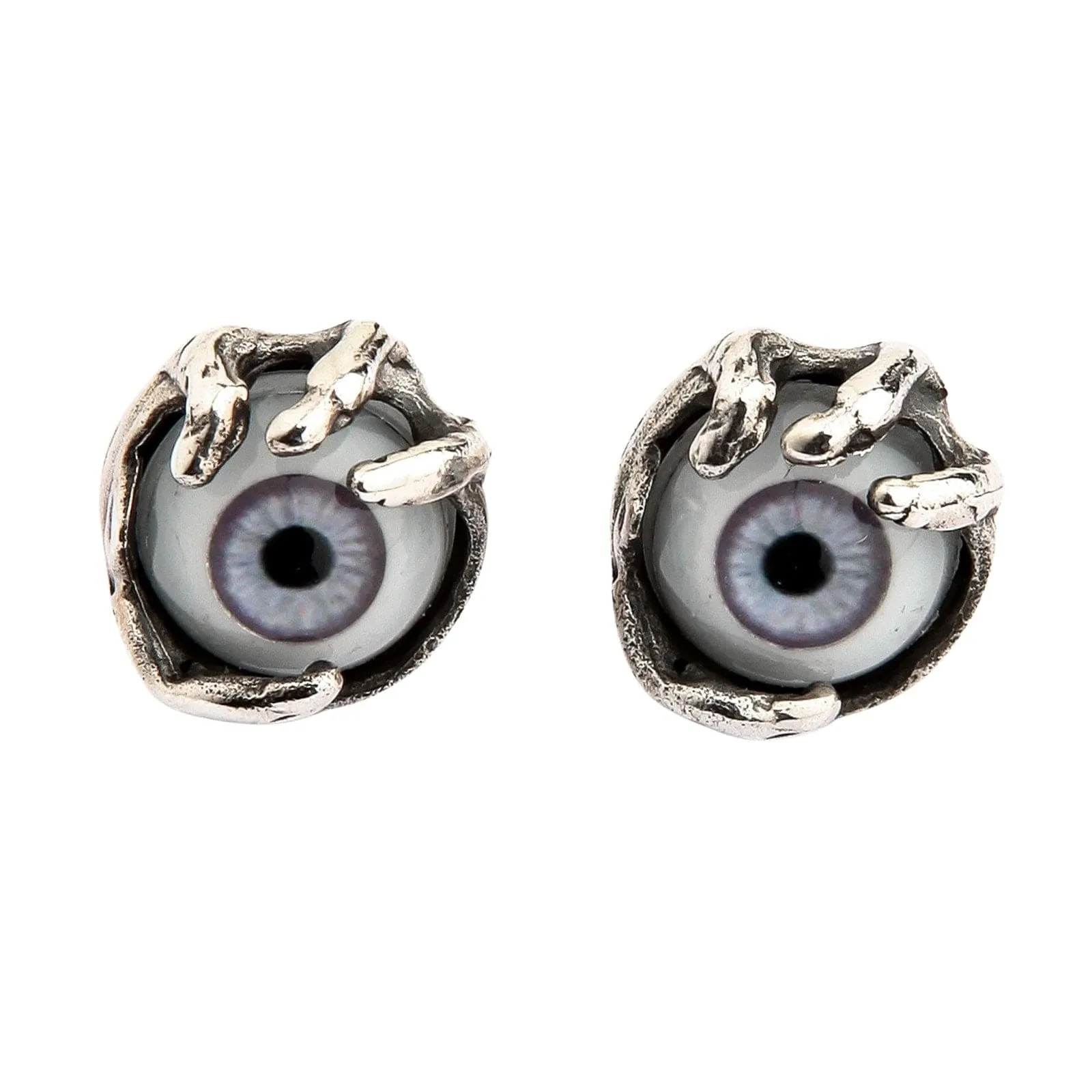 Light Purple Evil Eye Sterling Silver Earrings
