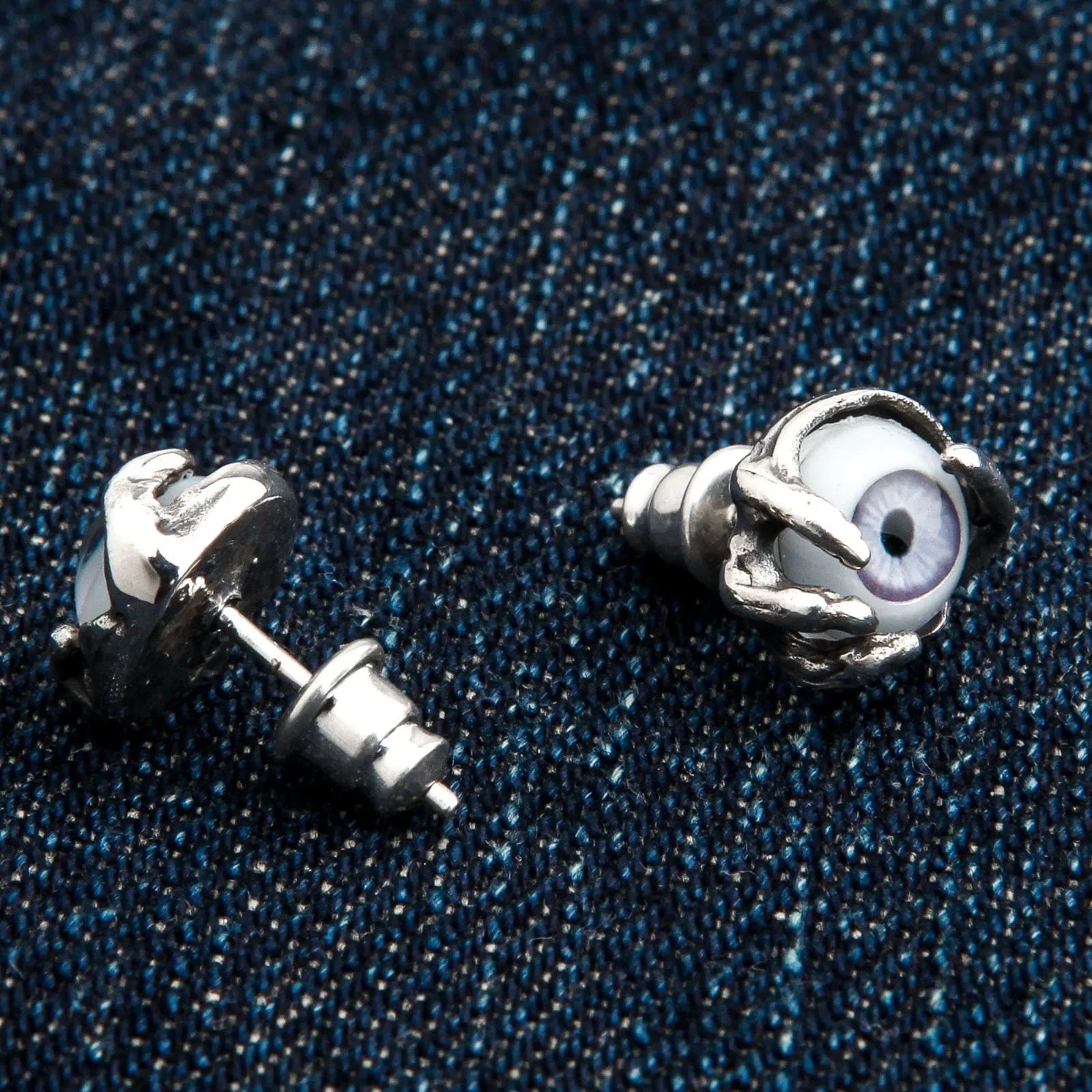 Light Purple Evil Eye Sterling Silver Earrings