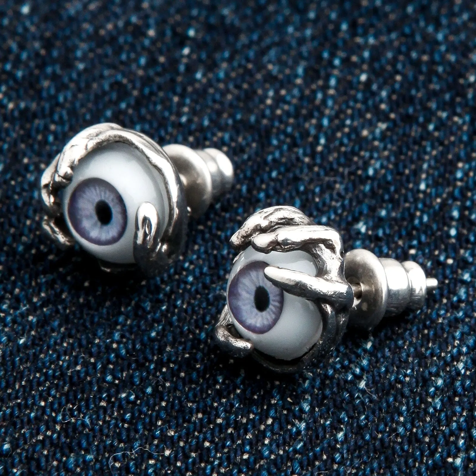 Light Purple Evil Eye Sterling Silver Earrings