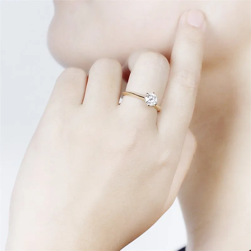 Luxury 1 Ct Lab Diamond Wedding Ring 18K Yellow Gold Jewelry