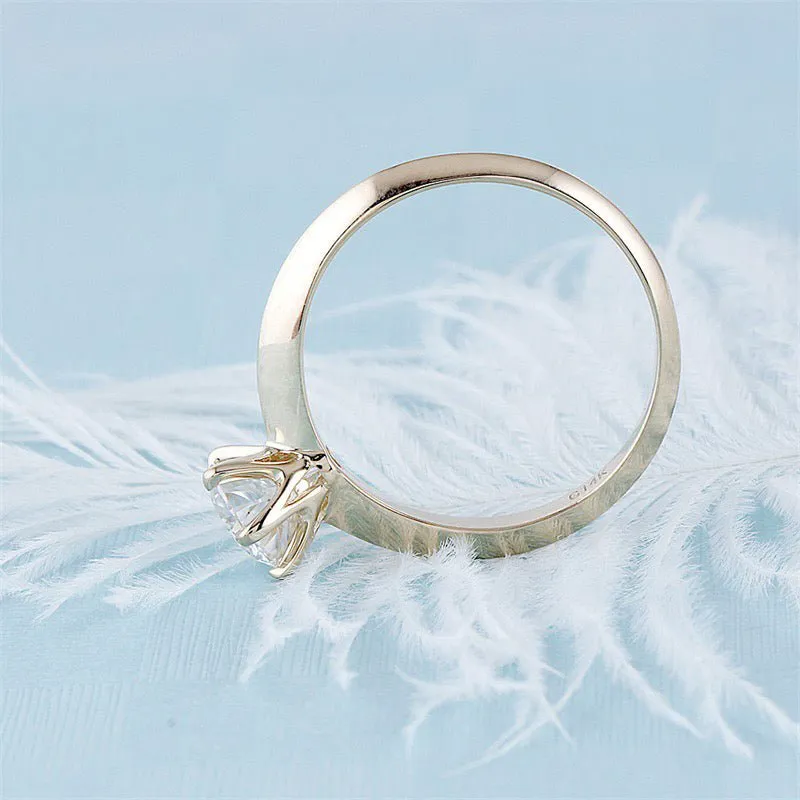Luxury 1 Ct Lab Diamond Wedding Ring 18K Yellow Gold Jewelry