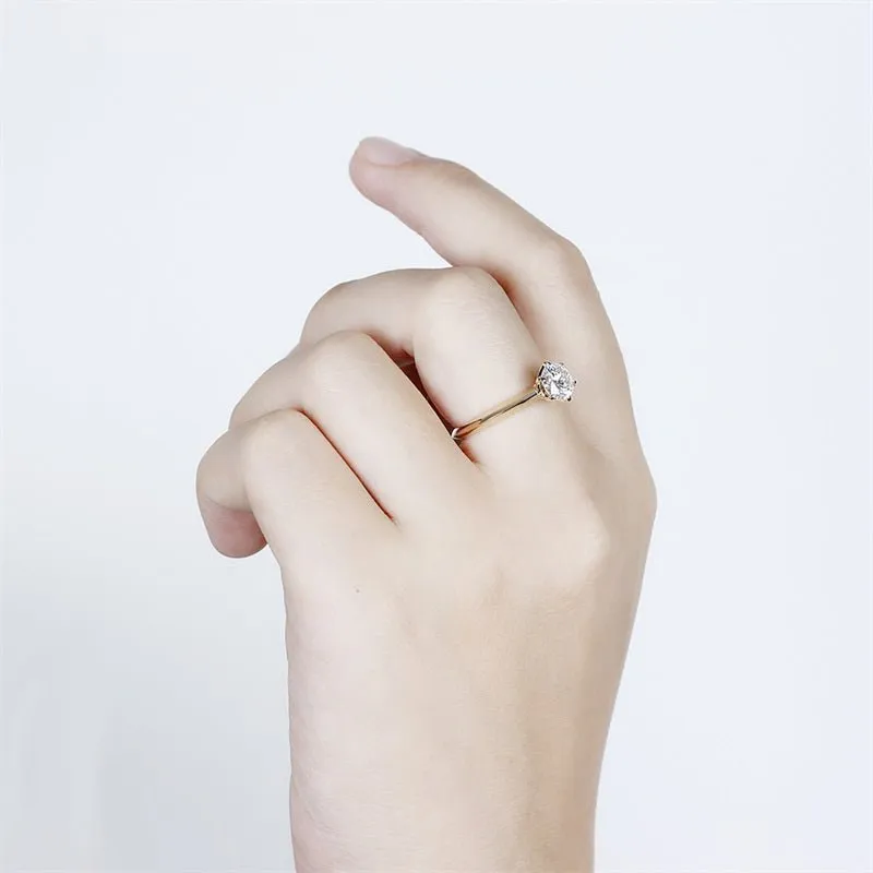 Luxury 1 Ct Lab Diamond Wedding Ring 18K Yellow Gold Jewelry