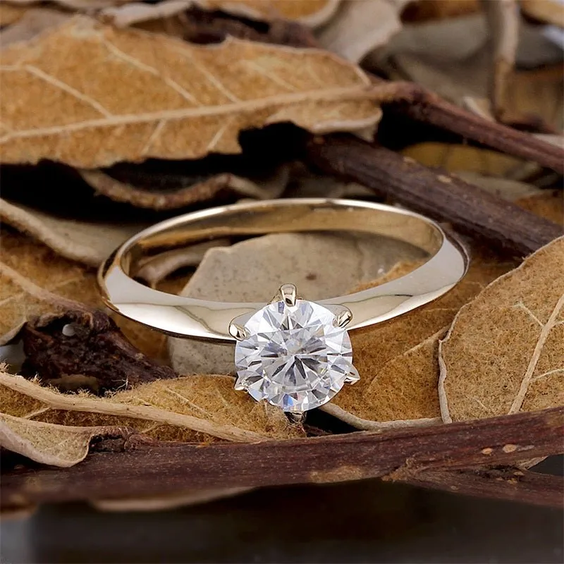Luxury 1 Ct Lab Diamond Wedding Ring 18K Yellow Gold Jewelry