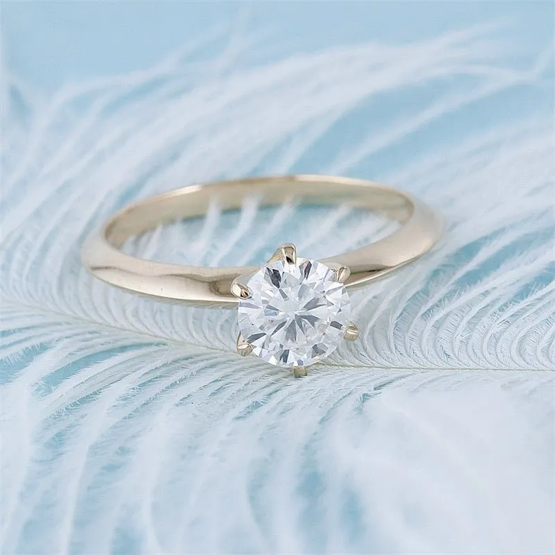 Luxury 1 Ct Lab Diamond Wedding Ring 18K Yellow Gold Jewelry