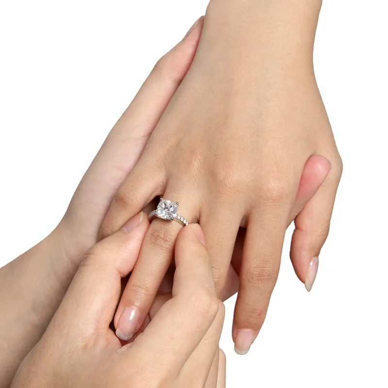 Luxury 3.5CT Cushion Cut Moissanite Diamond Engagement Ring