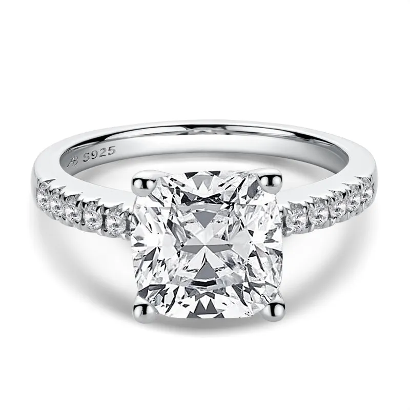 Luxury 3.5CT Cushion Cut Moissanite Diamond Engagement Ring