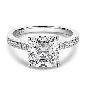 Luxury 3.5CT Cushion Cut Moissanite Diamond Engagement Ring