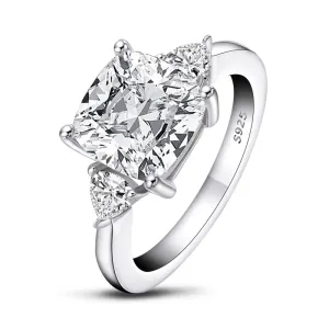 Luxury 5CT Cushion Cut Moissanite Diamond three Stone Ring