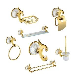 Luxury Antique Gold Bathroom Hardware Hanger Set Towel Bar Hook Soap Paper Holder Brush Bathroom 7 Pieces Combination of Package