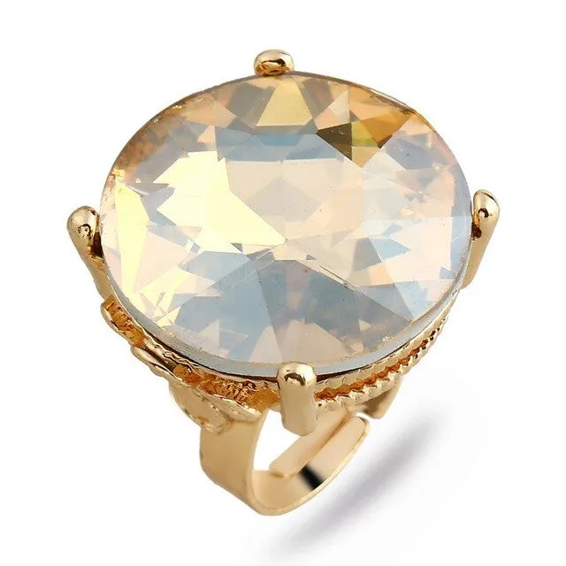 Luxury Blue Sapphire Ring 10K Yellow Gold for Women Jewelry